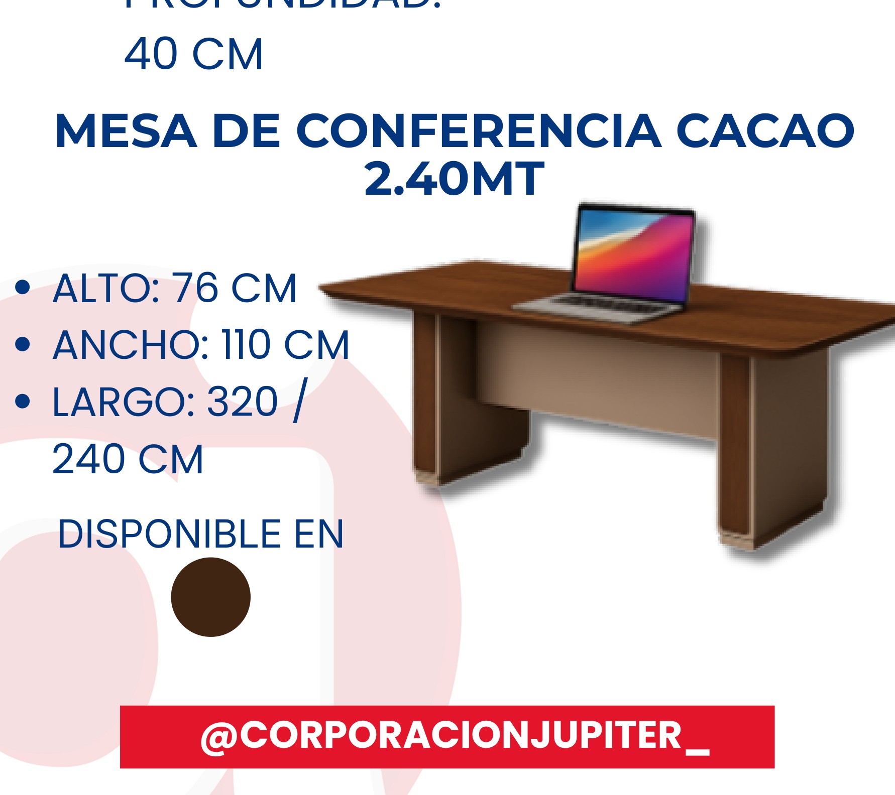 Mesa De Conferencia Cacao 2.40MT