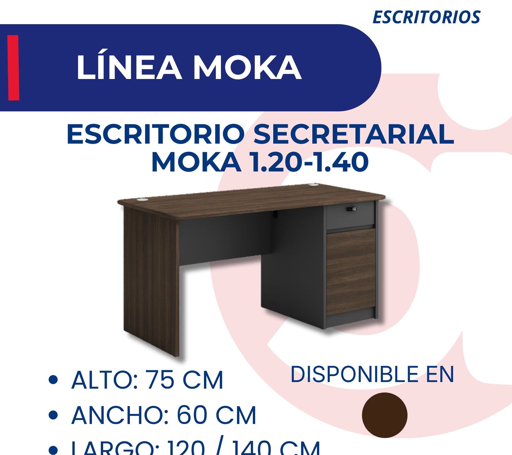 Escritorio Secretarial Moka 1.20-1.40