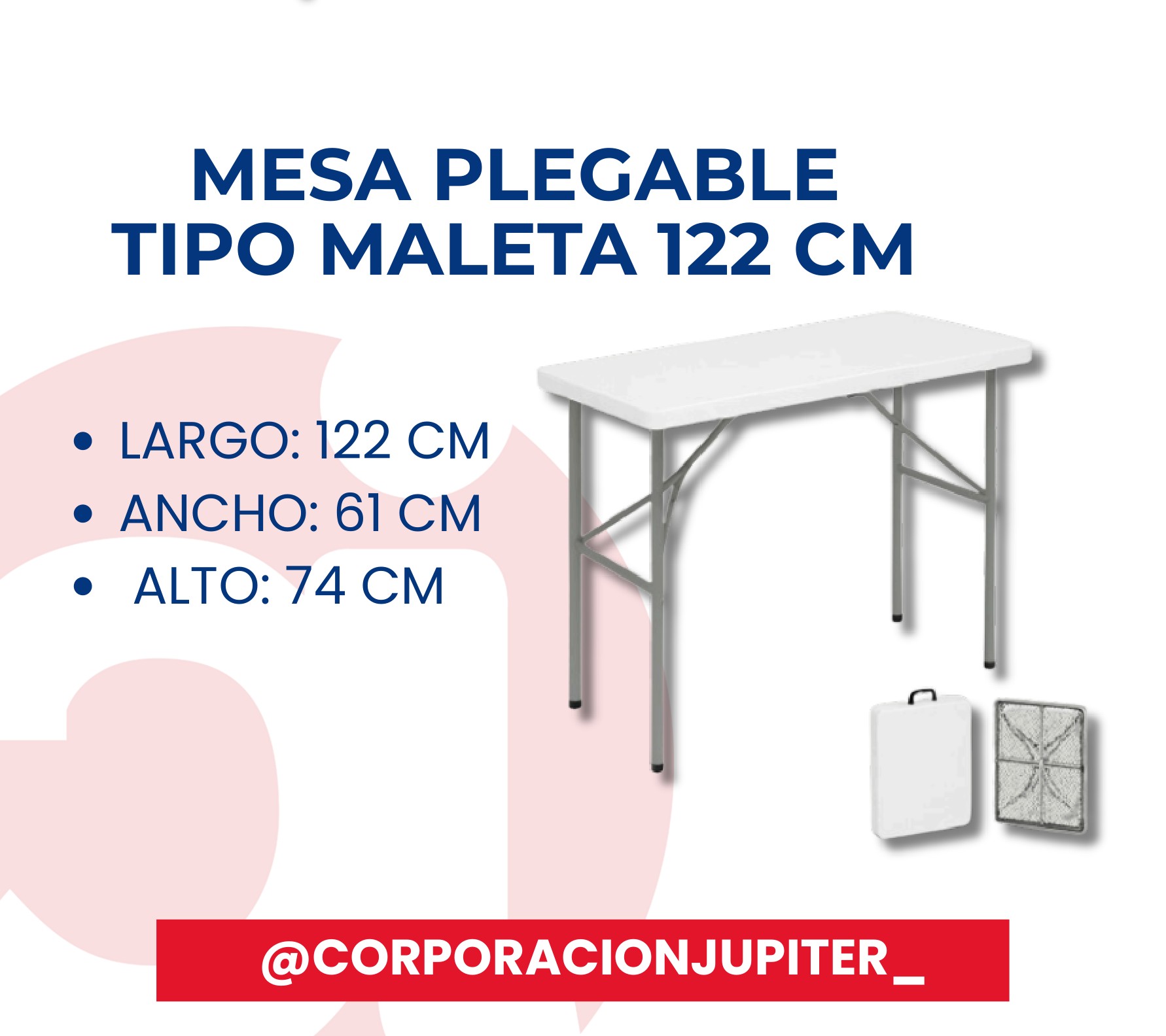 Mesa Plegable Tipo Maleta 122 CM