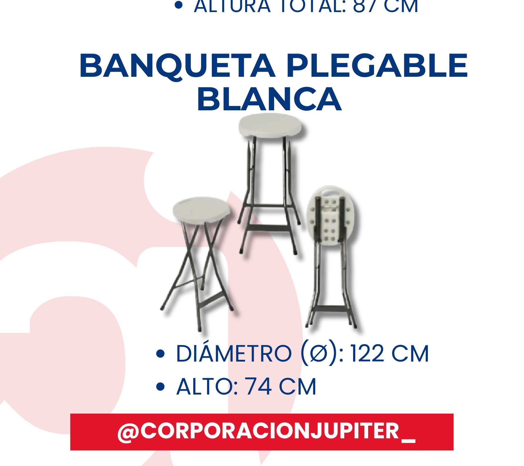 Banqueta Plegable Blanca