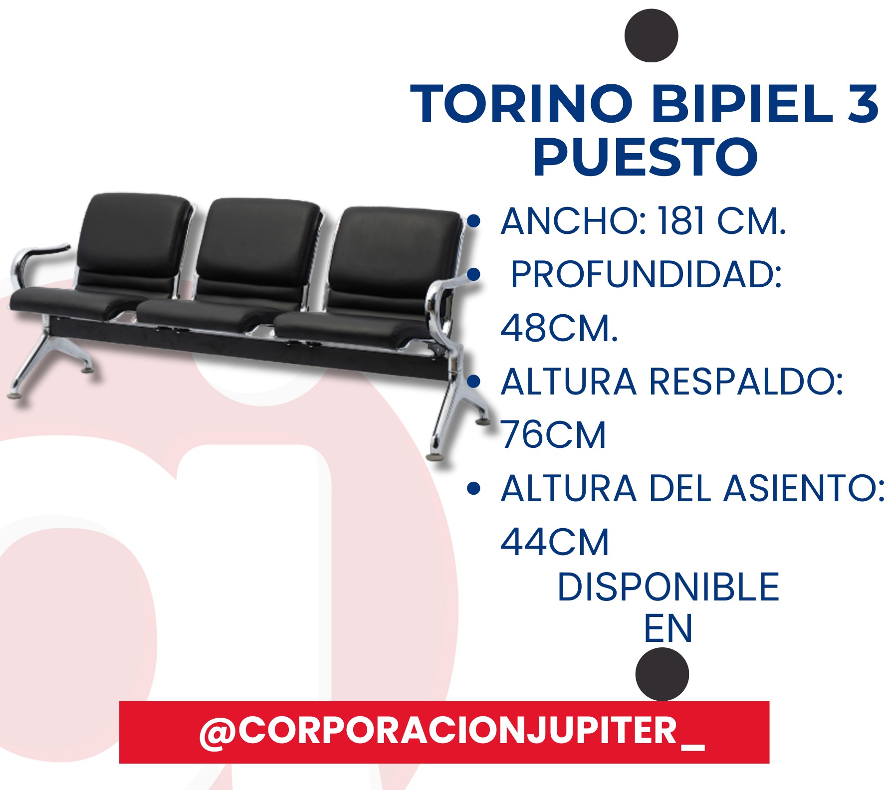 Silla Tándem Torino Bipiel 3 Puesto
