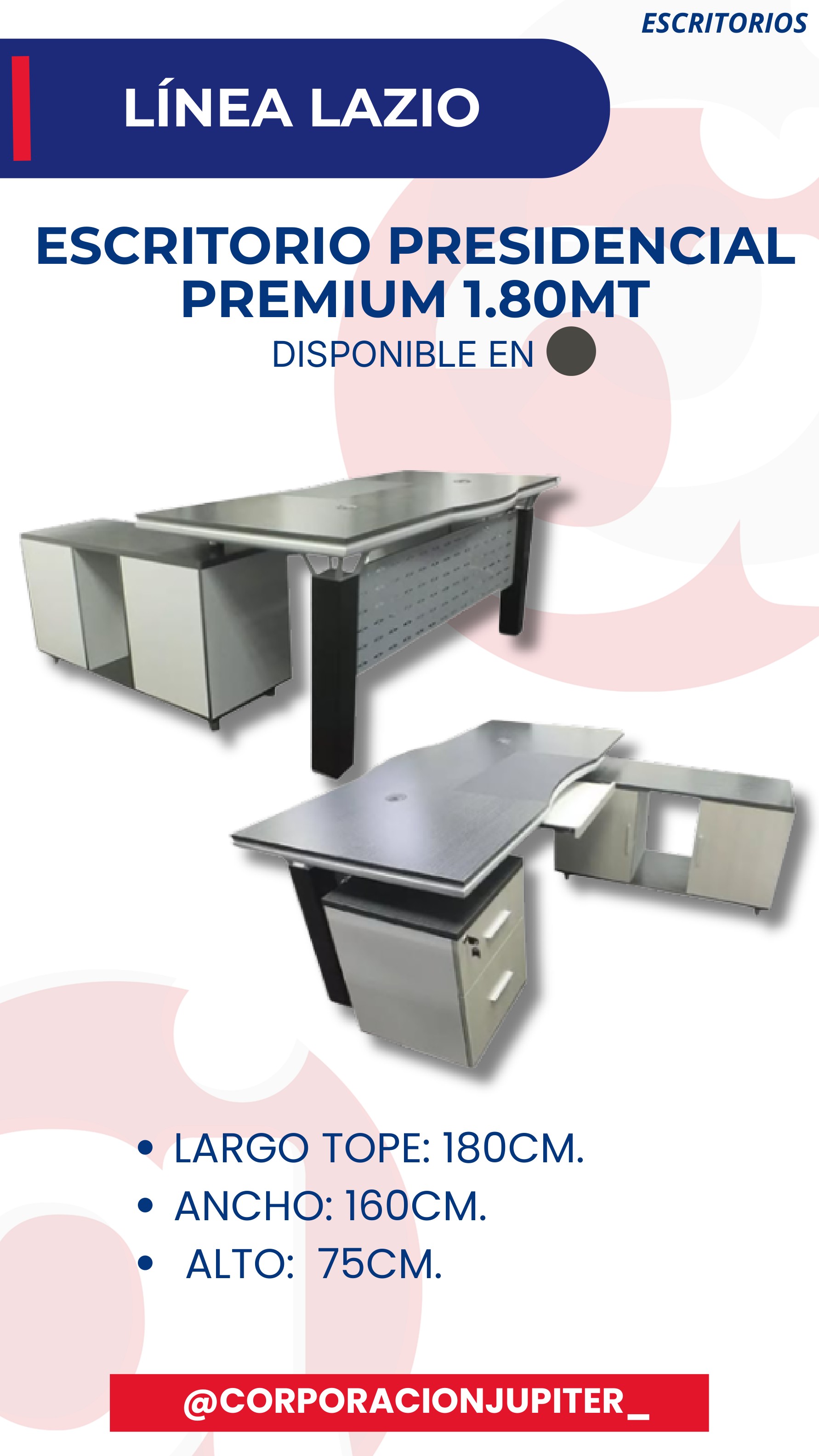 Escritorio Presidencial Premium 1.80MT