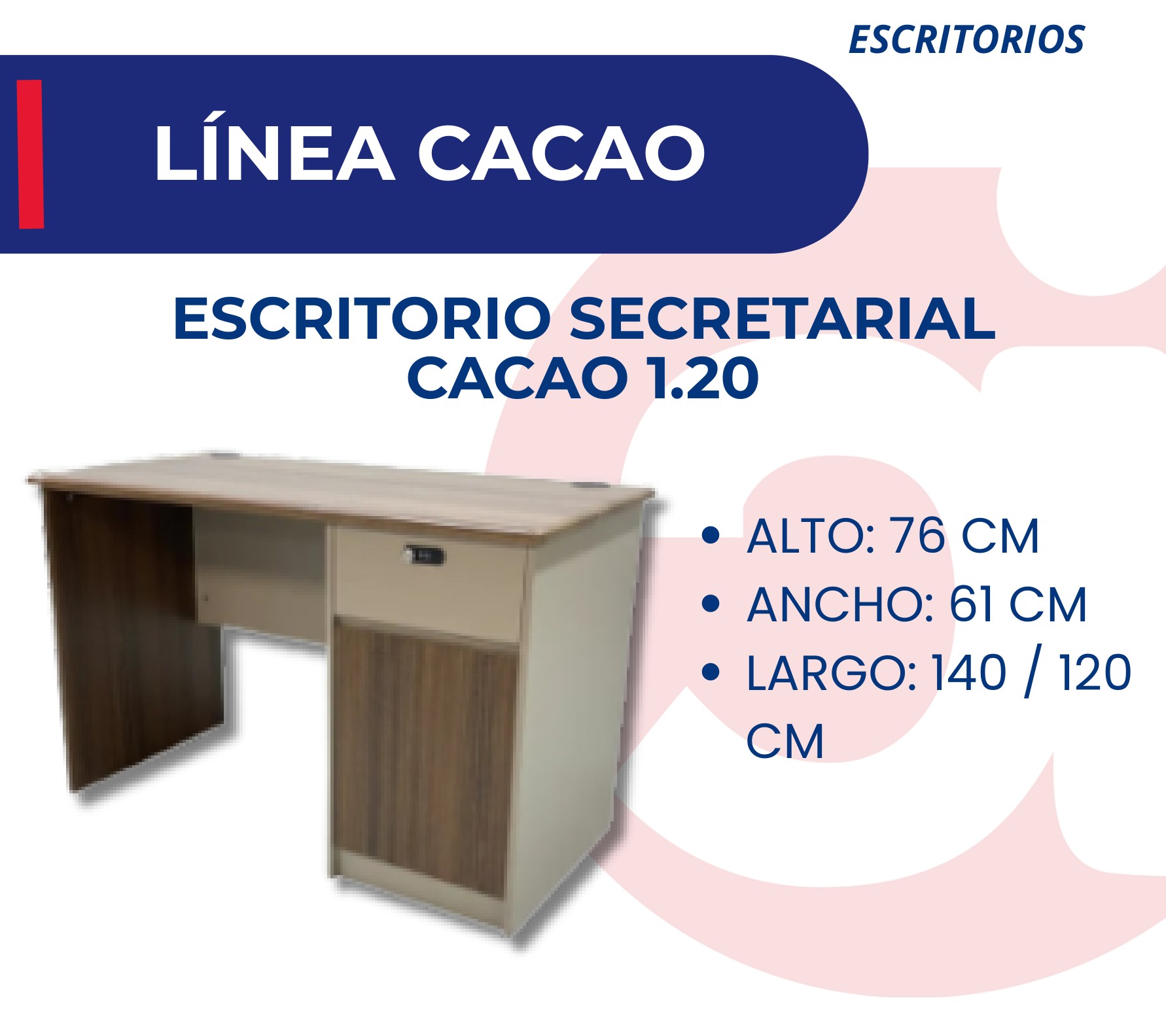 Escritorio Secretarial Cacao 1.20