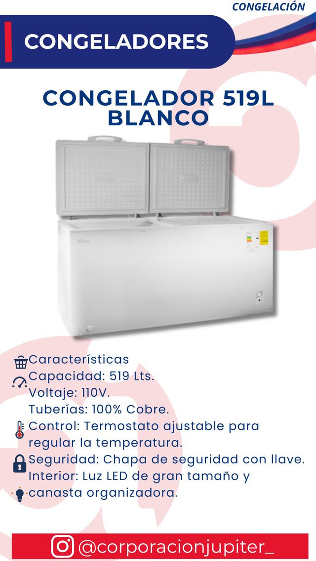Congelador 519L Blanco