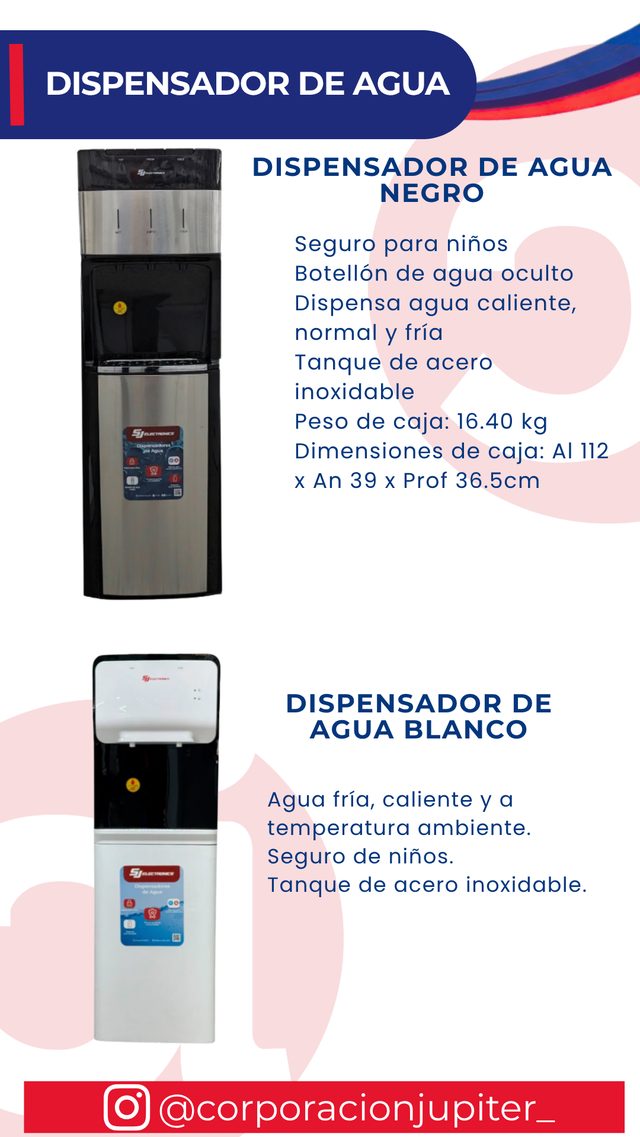 Dispensador de Agua Negro / Dispensador de Agua Blanco