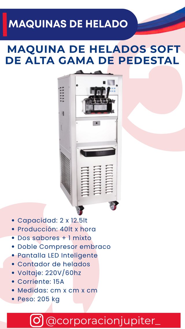 Maquina de Helados Soft de Alta Gama de Pedestal