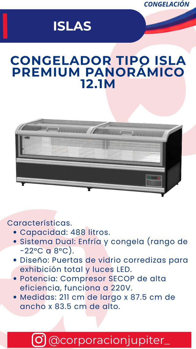 Congelador Tipo Isla Premium Panorámico 12.1M