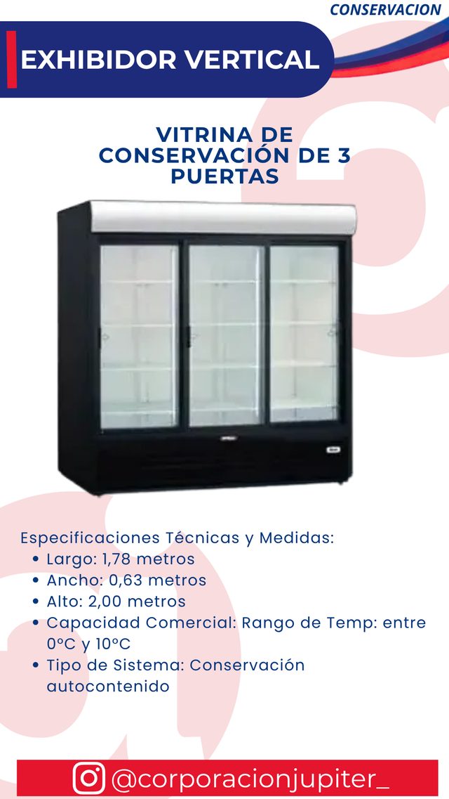 Vitrina de Conservación de 3 Puertas