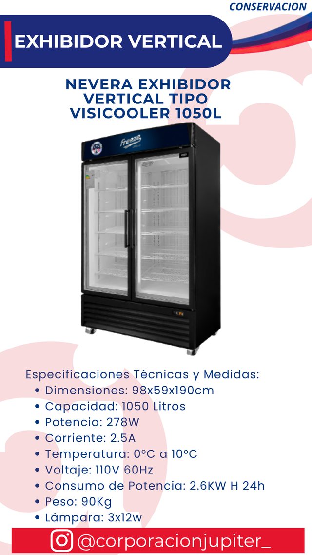 Nevera Exhibidor Vertical Tipo Visicooler 1050L