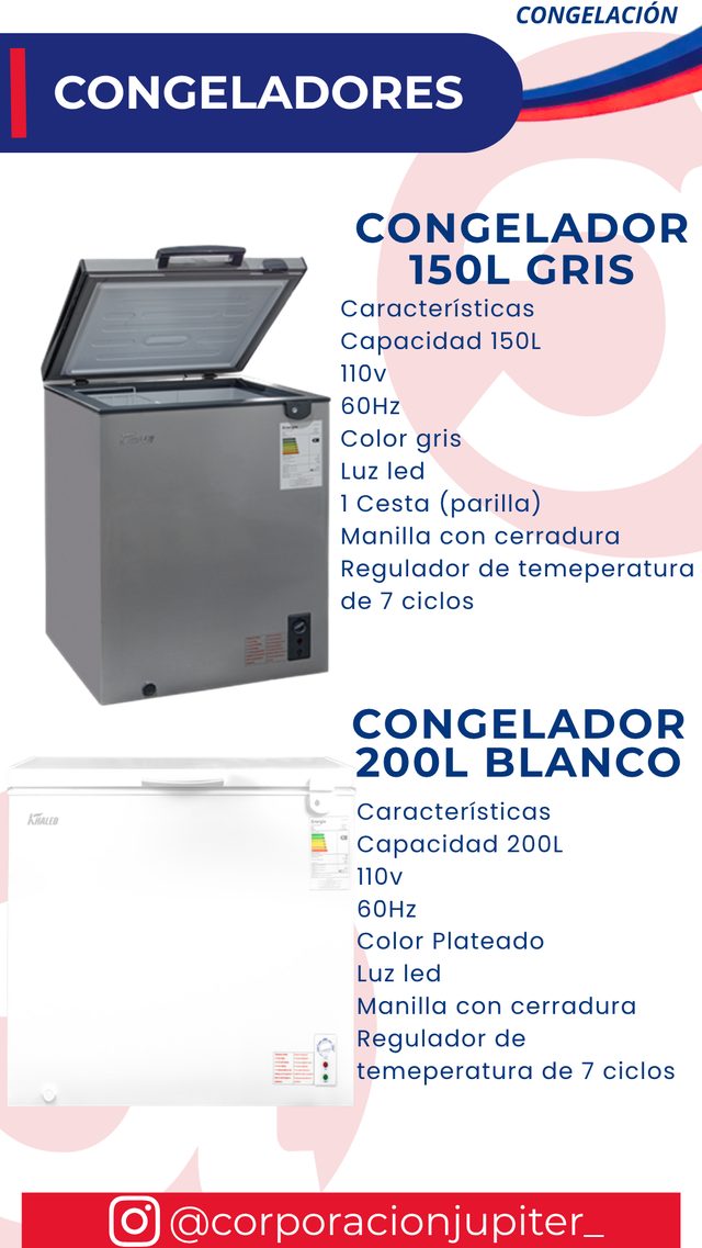 Congelador 150L Gris / Congelador 200L Blanco