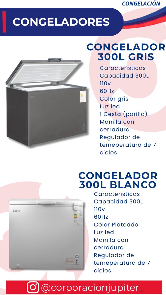 Congelador 300L Gris / Congelador 300L Blanco