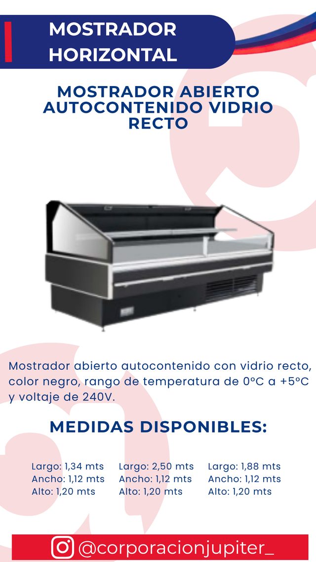 Mostrador Abierto Autocontenido Vidrio Recto