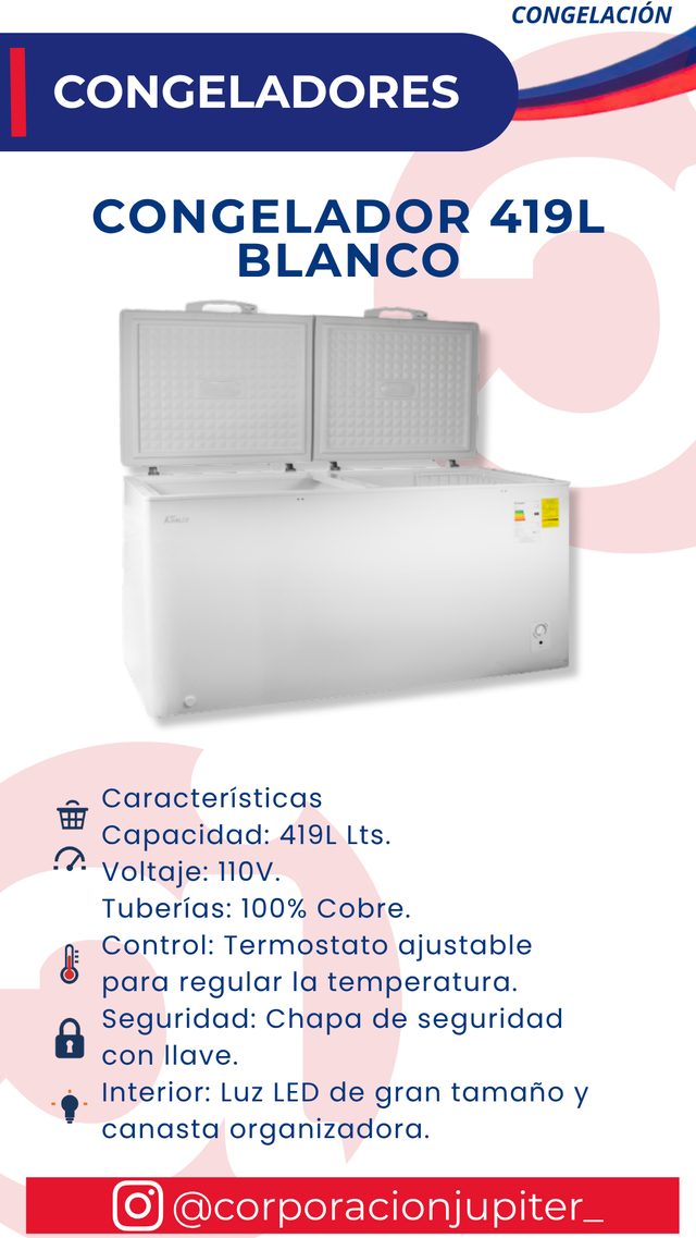 Congelador 419L Blanco