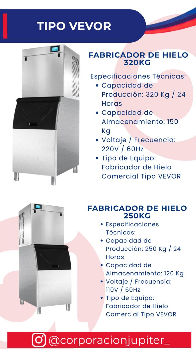 Fabricador de Hielo 320Kg / Fabricador de Hielo 250Kg